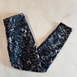 Sweaty Betty Full Length Power Black & Blue Snake-Print Leggings